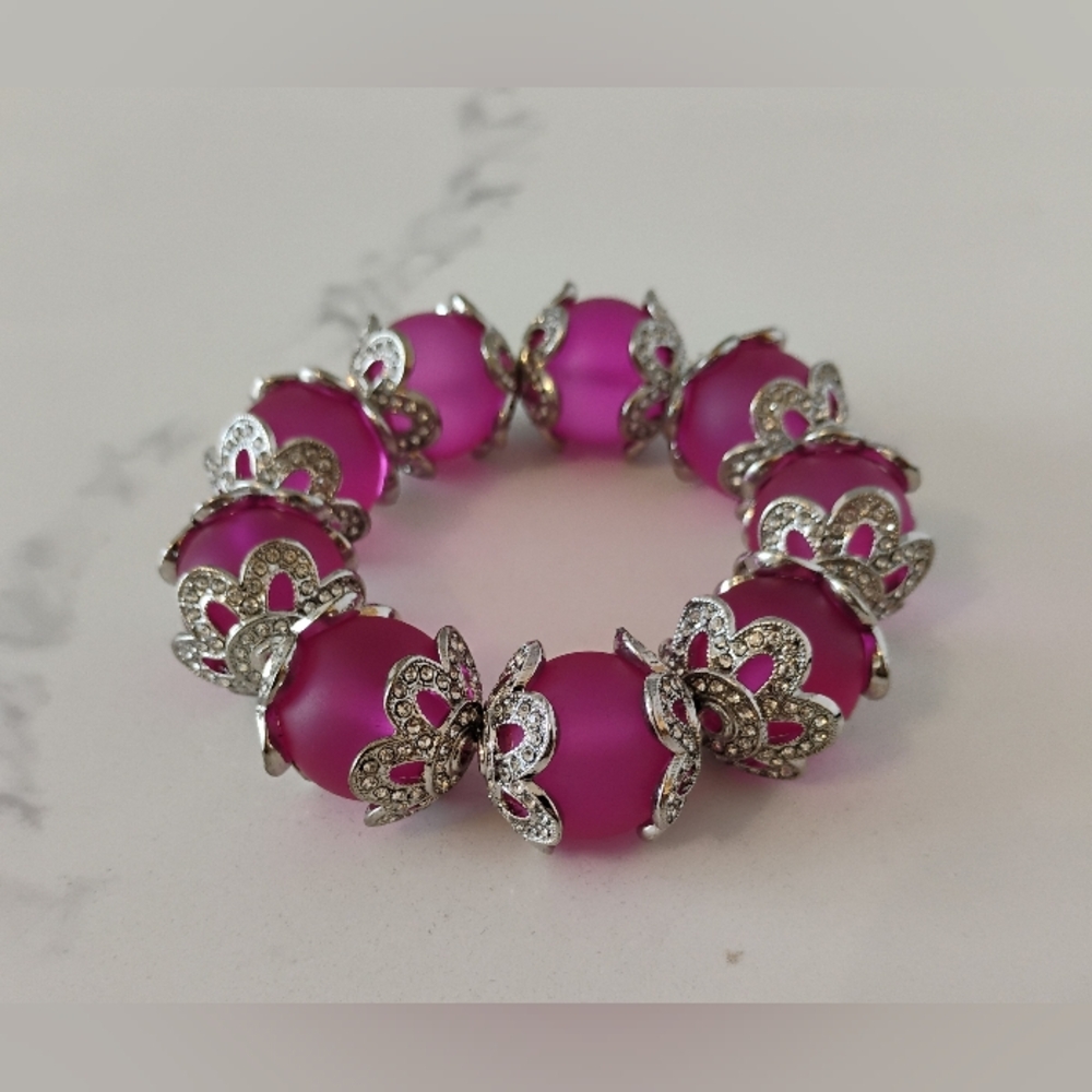 NEW Sassy Jones Frosted Pink Dina Bracelet - Picture 3 of 6